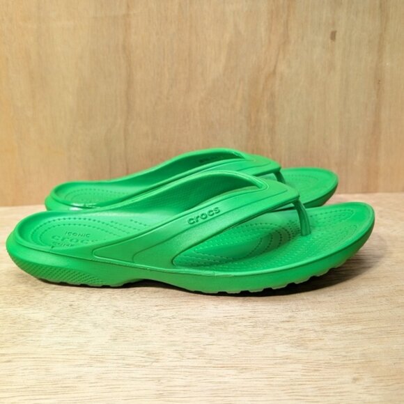 Crocs Kadee Thong Sandals Unisex Men's 6 Women's 8 Green Iconic Comfort - Picture 2 of 11